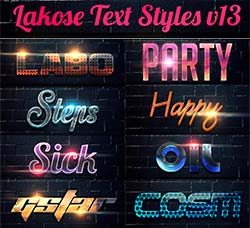 10个金属光感强的PS图层样式：Lakose Text Styles v13
